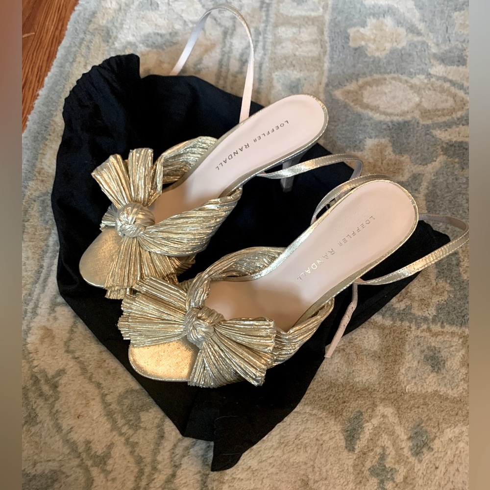 Loeffler Randall Zinnia Pleated Knot Ankle-Strap Heel Sandals 6.5